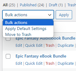Screenshot of Bulk Actions dropdown list.